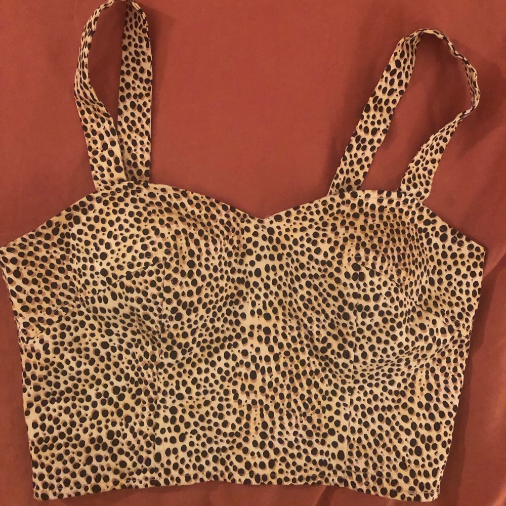 Charlotte Russe Cheetah Print Crop Top Large